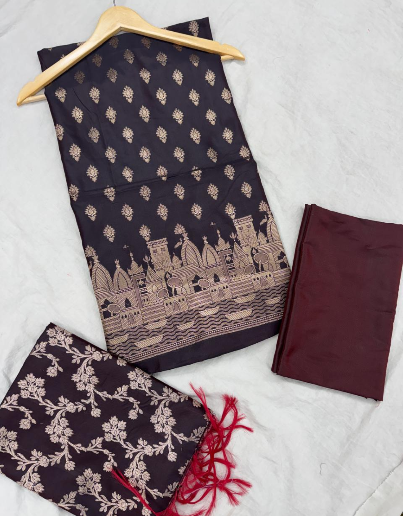 Banaras Ganga Ghat Semi Silk Suit - Image 13