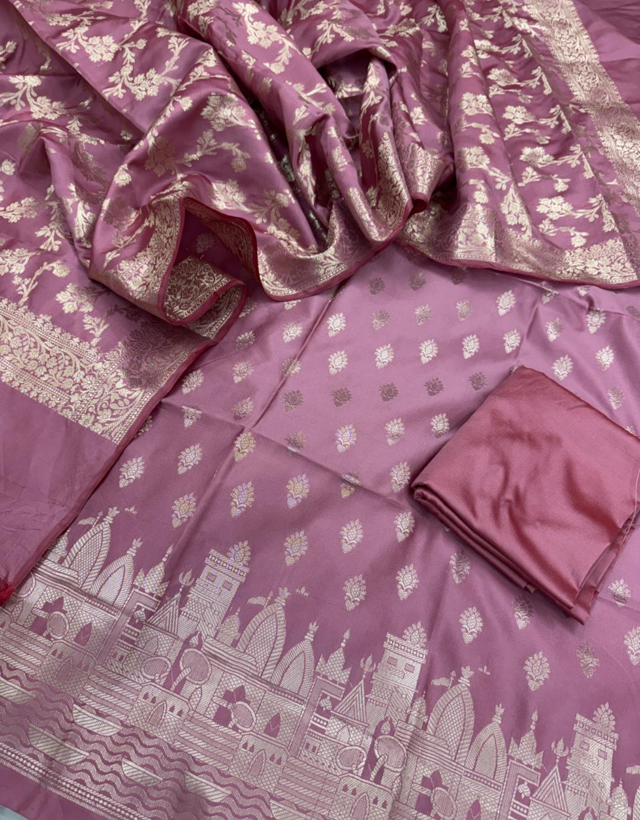 Banaras Ganga Ghat Semi Silk Suit - Image 14