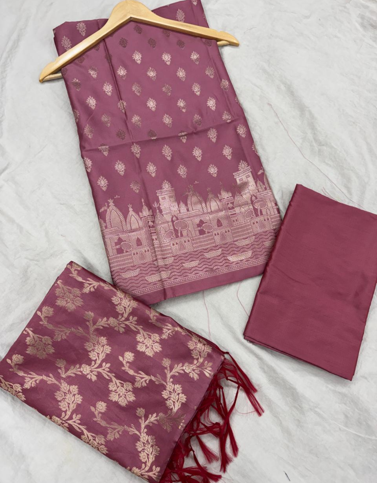 Banaras Ganga Ghat Semi Silk Suit - Image 15