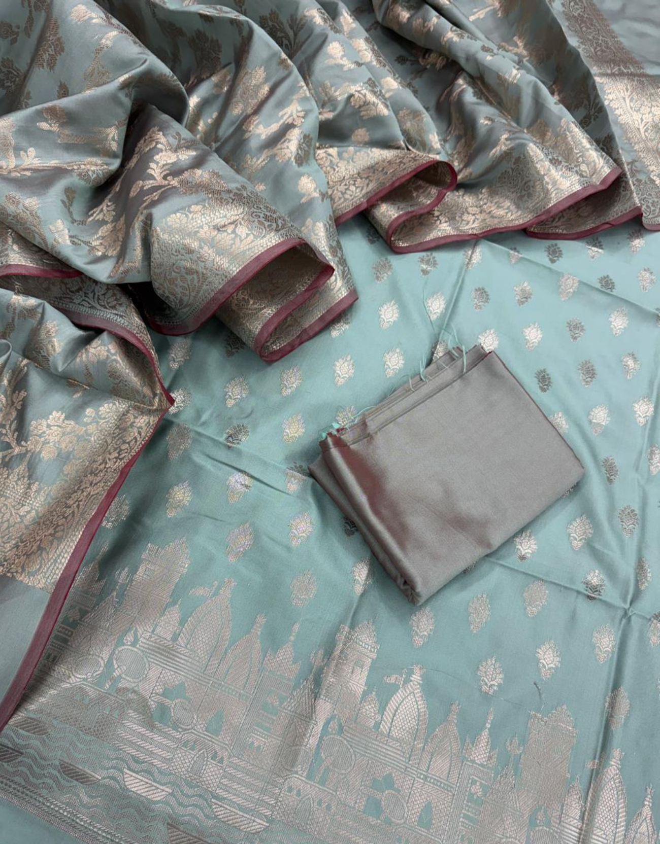Banaras Ganga Ghat Semi Silk Suit - Image 10