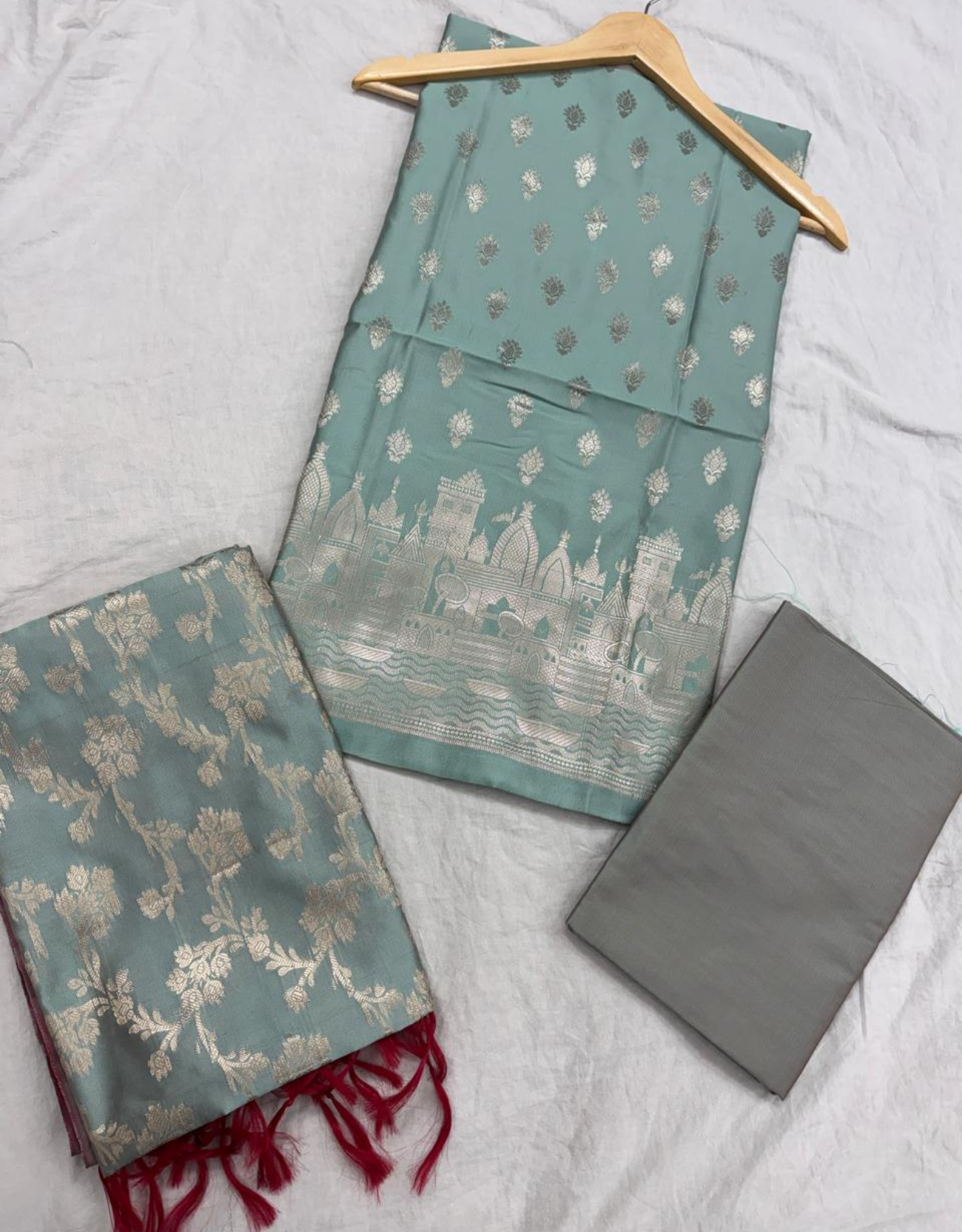 Banaras Ganga Ghat Semi Silk Suit - Image 9